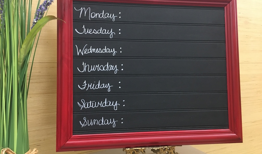 <p>Daily menu/chore board made from<em> RevBead</em><span>®</span> Reversible Plywood Beadboard</p>